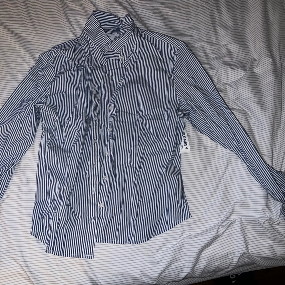 Old Navy Navy and White Striped Shirt